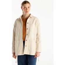 Yargıcı Cep Detaylı Kemerli Denim Pardösü