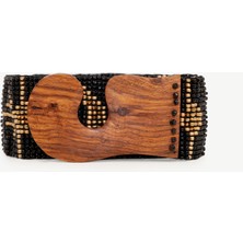 Yargıcı Ahşap Tokalı Ve Ay Detaylı Boncuk İşleme Kemer