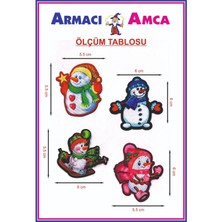 Armacı Amca Ütü Ile Yapışan 4 Adet Örme Kumaş Arma Yırtık Kapatıcı Pratik Yama Tekstil Patch Sevimli Rengarenk Kardan Adamlar