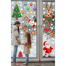 Mediterian Yılbaşı renkli çocuk temalı sticker setleri, Noel Baba, penguen, geyik, ağaç ve kar taneleri