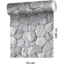 Mediterian Doğal Taş Desenli Gri Zemin Kaplama Folyo, Şık ve Dayanıklı Çocuk Odası Dekoru