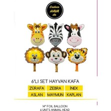 Balon Diyarı Safari Konseptli Hayvan Balonları 6 Lı Set 14" Folyo Balon