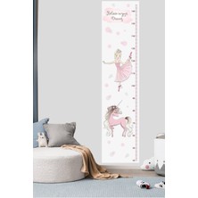Mediterian Eğlenceli ve renkli balerin ve unicorn boy ölçer stickerleri, tek parça