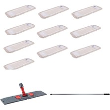 Mediterian Yedek Nemli Mop Takımı, 10'lu, 50cm, Katlanır Aparat ve Metal Sap ile kolay temizlik