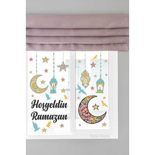 Mediterian Ramazan temalı renkli yıldız ve hilal duvar ve cam sticker seti, 1 parça