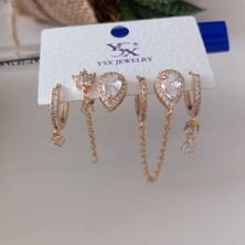 Kashpanya Çelik Gold 6'lı Küpe