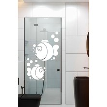 Mediterian SIM387 Beyaz Duşakabin Balıkları ve Baloncuklar Dekoratif Sticker