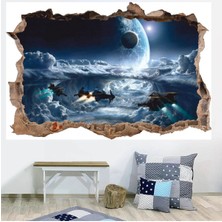 Mediterian Uzay Temalı HD Baskı Modern Duvar Sticker, Renkli ve Şık Dekorasyon Parçası