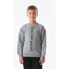 Yazı Baskılı Bisiklet Yaka Erkek Çocuk Sweatshirt