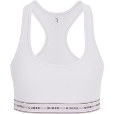 Kadın Guess Logolu Beyaz Pamuklu Spor Sütyeni Elastik Bantlı Günlük Kullanıma Uygun O97C01KBBU1-G011