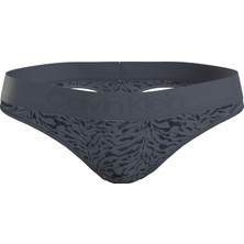 Kadın Calvin Klein Logolu Elastik Bantlı Orta Yüksek Belli Yarı Transparan Streç Dantelli Gri Külot 000QF7287E-CKP