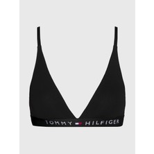 Tommy Hilfiger Kadın Marka Logolu Streç Organik Pamuklu  Elastik Alt Bantlı Ayarlanabilir Askılı Arkadan Kopçalı Astarsız Siyah Spor Sütyeni UW0UW04144-BDS