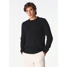 Fabrika Bisiklet Yaka Basic Düz Siyah Erkek Kazak F4WM-KZK 2524