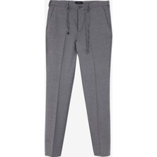 Fabrika Bağlamalı Bel Normal Paça Gri Melanj Erkek Chino Pantolon F4WM-PNT 2732