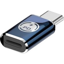 35W Type C To Lightning iPhone 15 Max Pro Plus Yuva Çevirici Hızlı Şarj Aktarımı Otg Dönüştürücü Koyu Mavi Otgtm-01