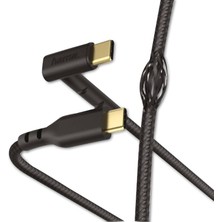 Usb-C - Usb-C "stand" Şarj Kablosu, 1.5 M, Siyah