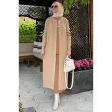 Sinem Çelik Örme Triko Hırka Bej