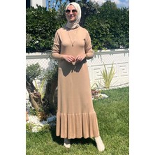 Rüya Bej Triko Elbise