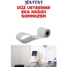 Hattat 10 Rulo Veteriner Ekg 50mmx25metre Tam Metrajlı Yüksek Kaliteli Düz Rulo Termal Kağıt