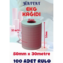 Hattat 100 Adet Rulo Ekg Ecg 50mmx30metre Tam Metrajlı Yüksek Kaliteli Hassas Karelajlı Rulo Termal Kağıt