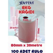 Hattat 100 Adet Rulo Ekg Ecg 80mmx20metre Tam Metrajlı Yüksek Kaliteli Hassas Karelajlı Rulo Termal Kağıt