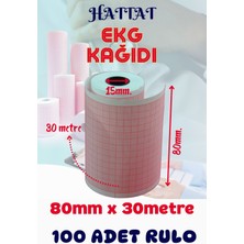 Hattat 100 Adet Rulo Ekg Ecg 80mmx30metre Tam Metrajlı Yüksek Kaliteli Hassas Karelajlı Rulo Termal Kağıt