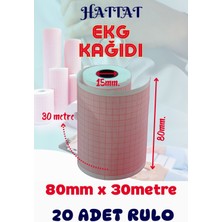 Hattat 20 Adet Rulo Ekg Ecg 80mmx30metre Tam Metrajlı Yüksek Kaliteli Hassas Karelajlı Rulo Termal Kağıt