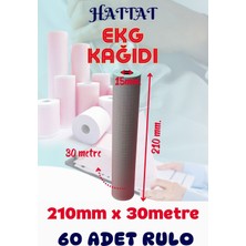 Hattat 60 Adet Rulo Ekg Ecg 210mmx30metre Tam Metrajlı Yüksek Kaliteli Hassas Karelajlı Rulo Termal Kağıt