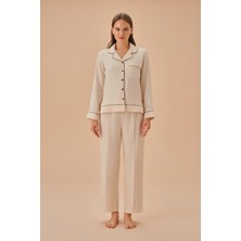 Suwen Stylish Gömlek Yaka Pijama Takımı