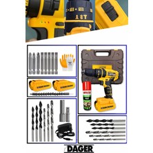 Dager Mark II Darbeli Matkap 24 V 5 Ah Metal Şanzıman Çift Akülü Şarjlı Matkap Vidalama 24 Parça Set + Pas Sökücü