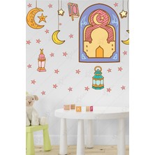 Mediterian Ramazan Fener Ay Yıldızlar Cam Duvar Dekorasyon Sticker Seti Ramazan Süsü Ramazan Süslemesi