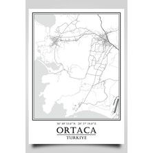 Hari Tasarım Ortaca Şehir Haritası Çerçevesiz Poster-Harita Sanatı, Map Art Design