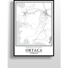 Hari Tasarım Ortaca Şehir Haritası Çerçevesiz Poster-Harita Sanatı, Map Art Design