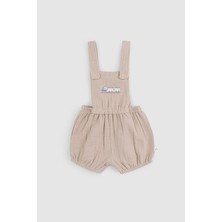 Organik Pamuk Müslin Bebek Bej Bloomerlı Şort Salopet