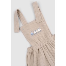 Organik Pamuk Müslin Bebek Bej Bloomerlı Şort Salopet