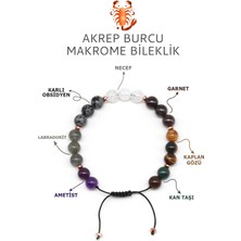 Akrep Burcu Taşlarından Oluşan Doğal Taş Makrome Bileklik 8 mm Küre Kesim - Burç Bilekliği
