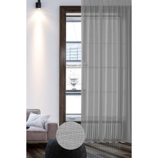 Keten Görünümlü Düz Tül Perde Pilesiz Gri