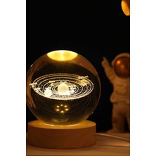 Ciyu Dekoratif Gezgen Küresi Dolunay Lamba Ahşap Altlıklı Işıklı Küre