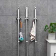 3 Adet Çok Amaçlı Paspas ,süpürge, Fırça ve Mob Askısı Sap Tutucu Mutfak ve Banyo Askısı Set