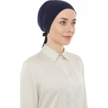 İhvan Online Dikişli Düz Penye Bağlamalı Tesettür Bone Lacivert