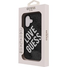 Guess iPhone 16 Uyumlu Kılıf Guess Orjinal Lisanslı 4g Desenli Big Love Kapak Siyah