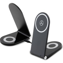 Mercedes-Benz Orjinal Lisanslı Magnetik Kablosuz Şarj Standı Max 15W Katlanabilir Yıldız Logo Siyah