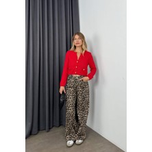 Kahverengi Leopar Desenli Palazzo Jean