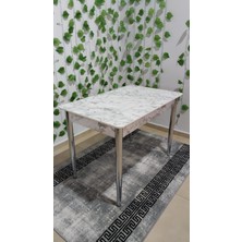 Özcan Mobilya Aksesuar 70X110 Mdf Metal Ayaklı Masa Mutfak Balkon Masası Küçük Masa