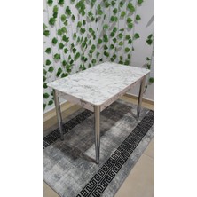 Özcan Mobilya Aksesuar 70X110 Mdf Metal Ayaklı Masa Mutfak Balkon Masası Küçük Masa