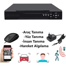 Qromax 8 Kameralı Set - Yapay Zeka Özellikli Gece Renkli Gösteren 5MP SONY Lensli 4 Ultra Warm Ledli FULLHD Güvenlik Kamerası Seti 784W