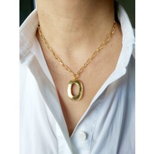 Devi Fashion Altın Kaplama Modern Silindir Tasarım Halka Kolye