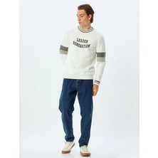 Koton 5WAM70005MK 000 Beyaz Erkek Pamuk Jersey Sweatshırt