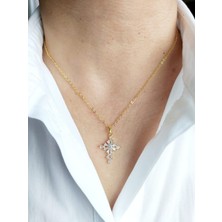 Devi Fashion Zirkon Taşlı Altın Rengi Kolye