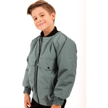 Geniş Cep Detaylı Erkek Çocuk Bomber Ceket Çağla